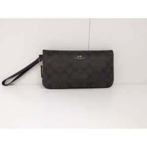 Coach Signature PVC Large Wristlet BROWN